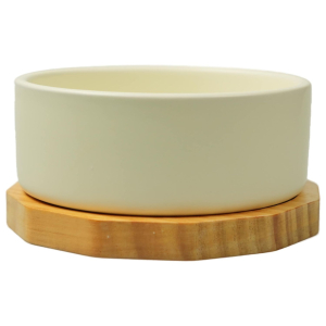 Миска Mr.Kranch Bamboo керамическая белая на бамбуковой подставке 860 мл