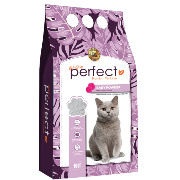 Perfect Cat Litter with Baby Powder Scented Наполнитель бентонитовый Детская пудра, 10л